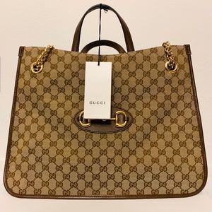 Gucci Horsebit 1955 Chain Totebag GG Canvas